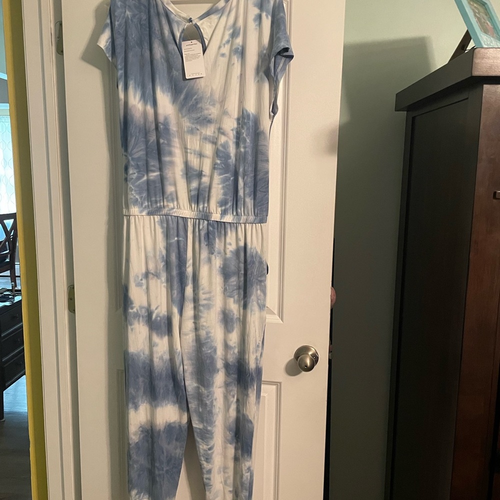 New with tags pretty blue & white jumpsuit. - Picture 6 of 8